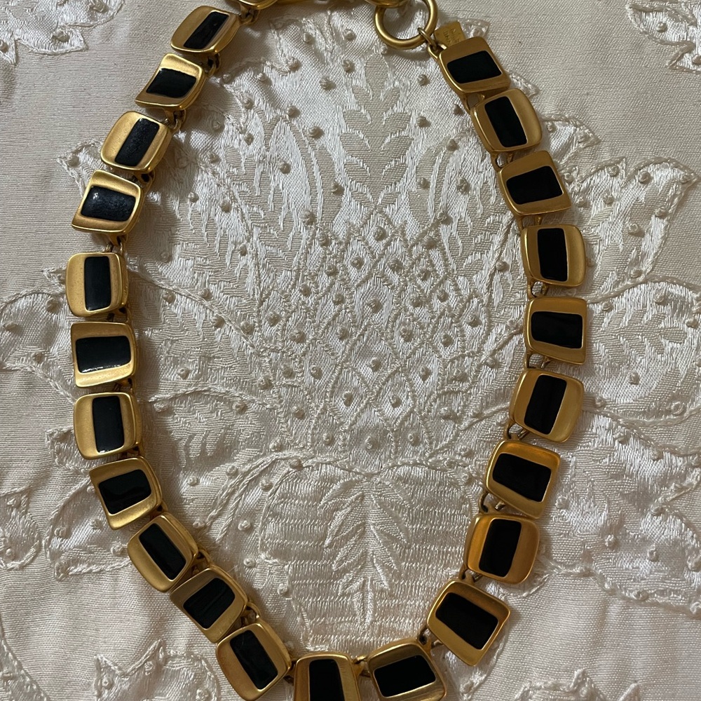 Vintage Anne Klein Gold and Black Women's Necklace